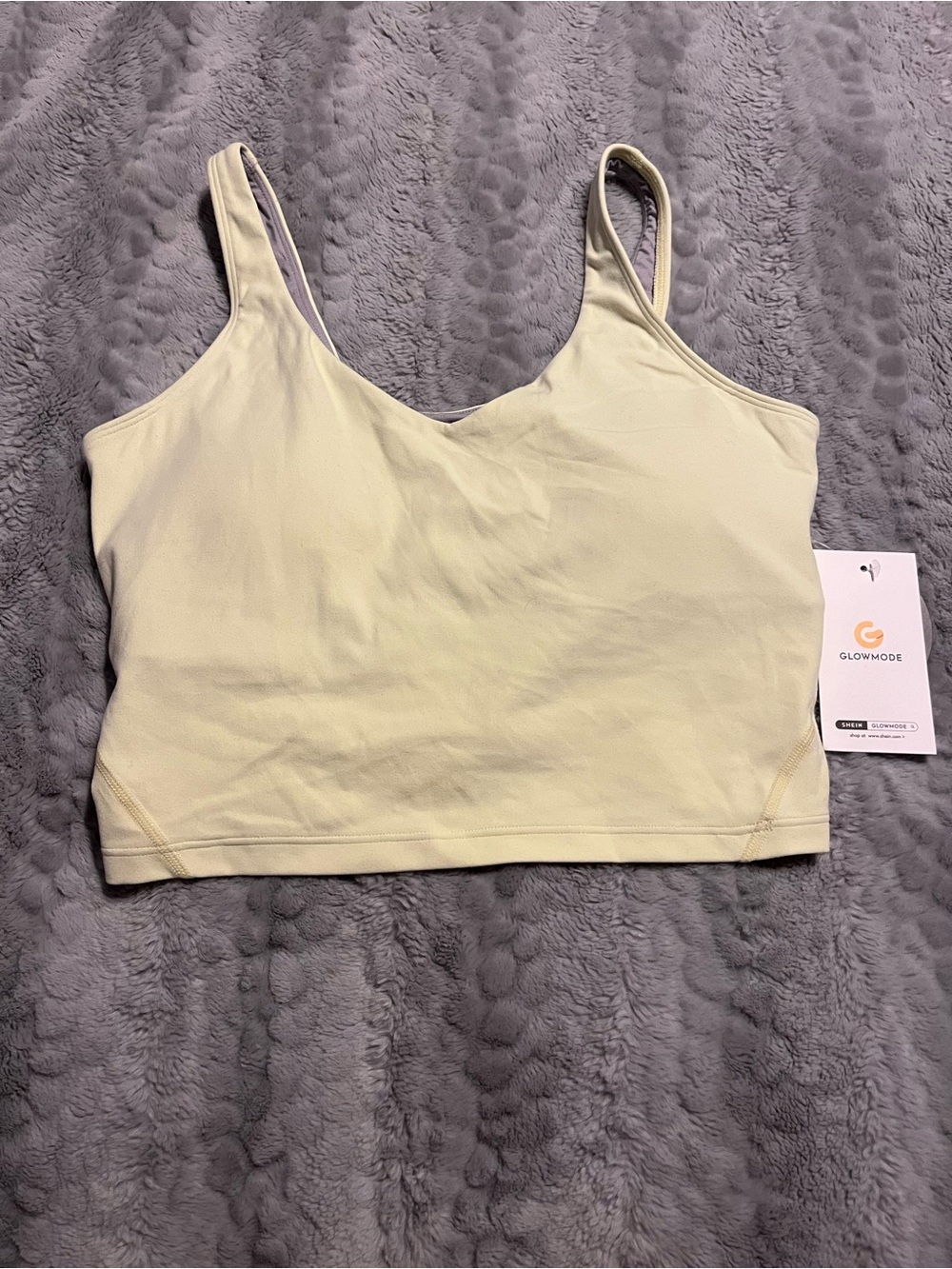 Women's Light Yellow Crop Active Tank Top